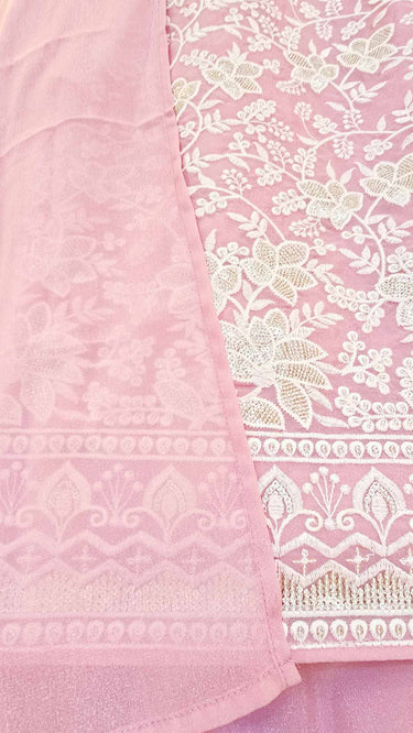 Pink Floral Threadwork Kids Sarara Suit