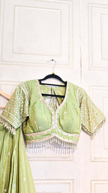 Cosmos Mirrorwork Lehenga in Mint