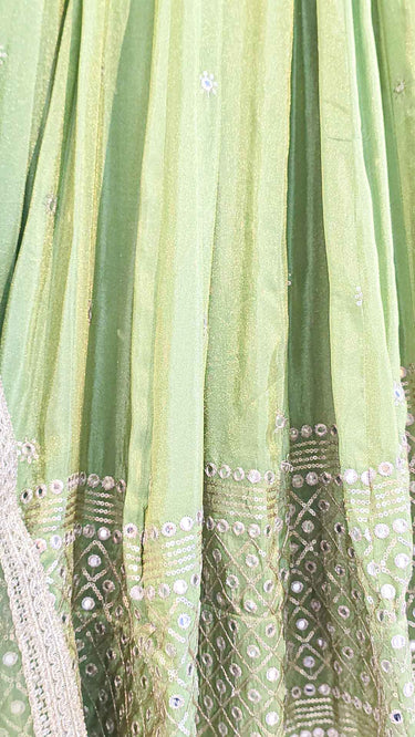 Cosmos Mirrorwork Lehenga in Mint