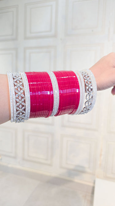 Red Bridal Bangles with Swarovski Stone Kada