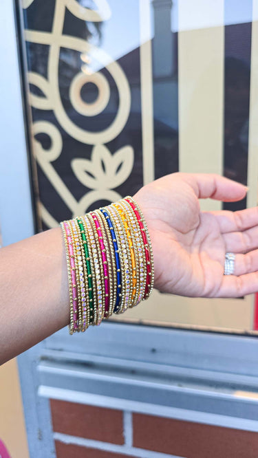 Multi Color Metal Bangles with Thread Weaving