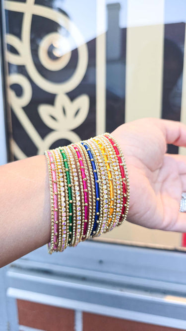 Multi Color Metal Bangles with Thread Weaving