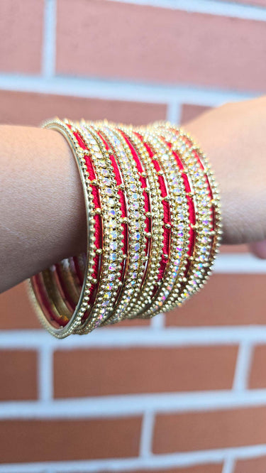 Multi Color Metal Bangles with Thread Weaving