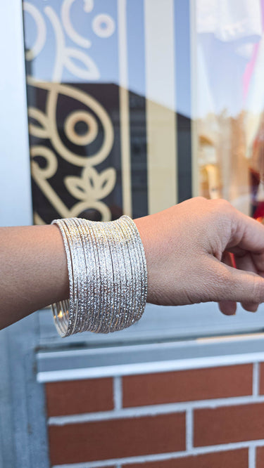 Silver Metal Bangles with Engraving