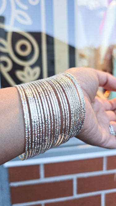 Silver Metal Bangles with Engraving