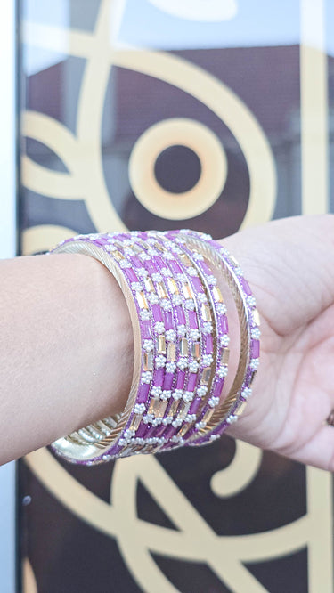 Multi Color Glass Bangles with Swarovski Stones and Pearls