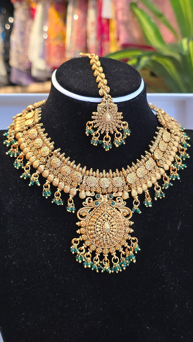 Brass Temple Jewellery Set Mahalaxmi