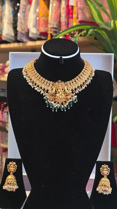 Brass Temple Necklace with Earrings Mrinal