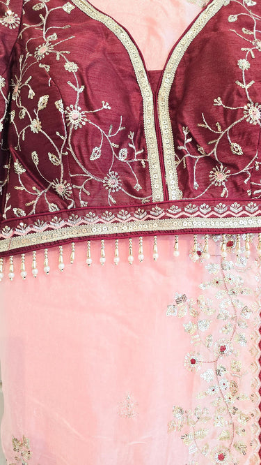 Fendi Silk Saree with Contrast Blouse Riba