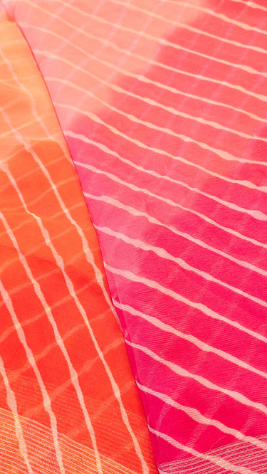 Chiffon Saree Raya with Dual Shade