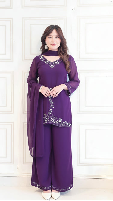 Georgette Handwork 90s Kurti with Bellybottoms