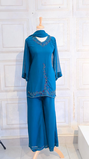 Georgette Handwork 90s Kurti with Bellybottoms