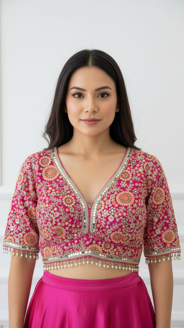 Position Print Multi Zariwork Signature Blouse