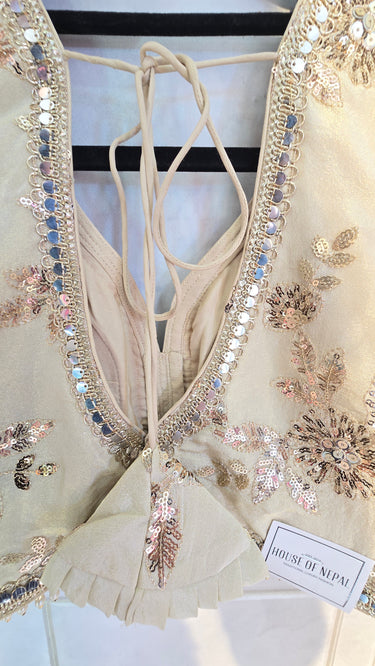 Gold Hand Embroidered Cosmos Blouse