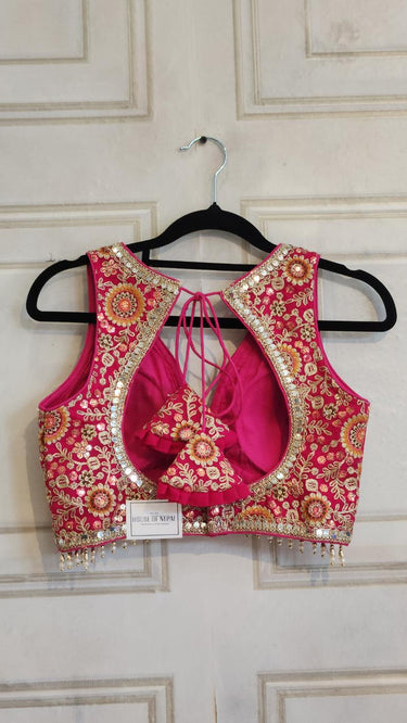 Sleeveless Position Print Multi Zariwork Signature Blouse