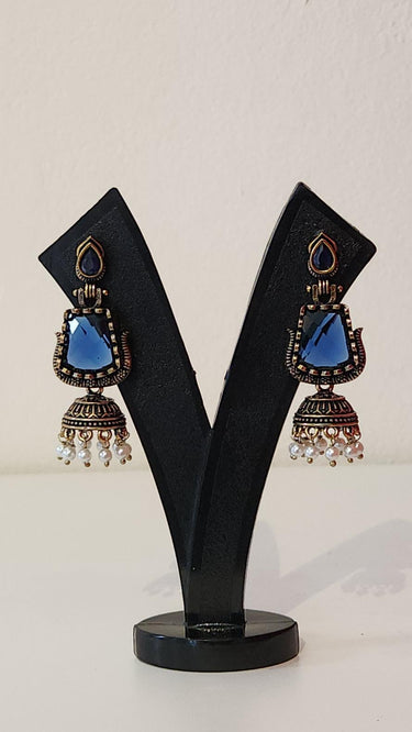 Antique gold Earrings Zeenat Blue