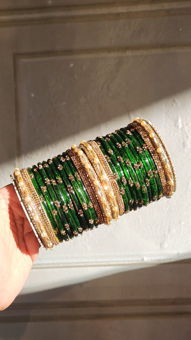 Golden Green Bangles