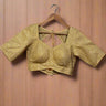 Half Sleeve Golden Sequin and Thread Embroidered Boutique Blouse - House of Nepal