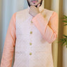 Light Pink Sequin Embossed Embroidery Nehru Jacket - House of Nepal