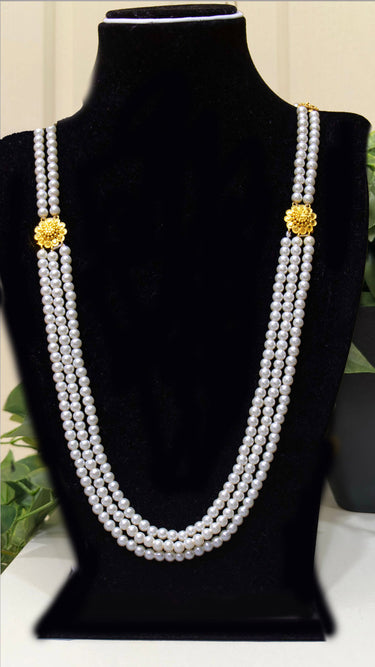 White Pearl Gold Plated Necklace