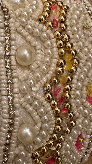 PEARL EMBROIDERED WHITE JUTTI - House of Nepal