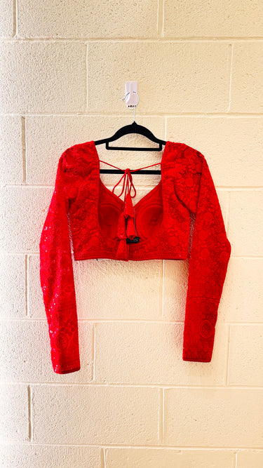 Full Sleeve Red Chikankari Boutique Blouse