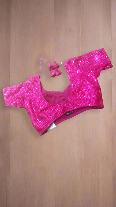 Half Sleeve Pink Thread Work Boutique Blouse