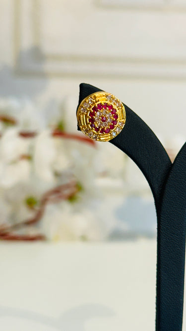 Gold Imitation Stud Earring Lotus