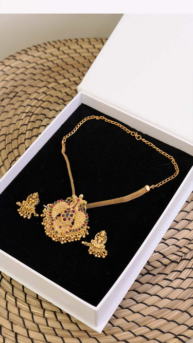 Choker Temple Necklace with Earrings Kashi
