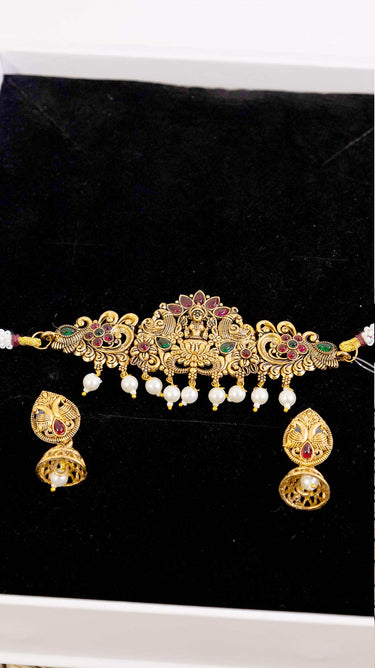 Choker Temple Necklace with Earrings Divya