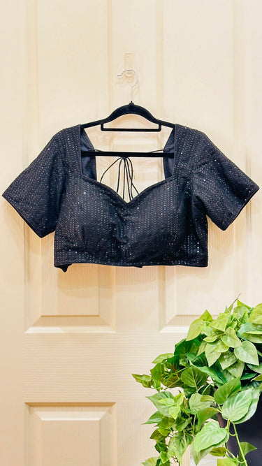 Half Sleeve Black Boutique Blouse Shadow - House of Nepal