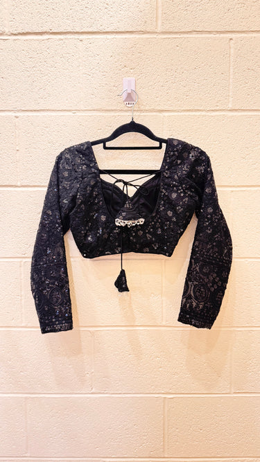 Black Chikankari Full Sleeve Boutique Blouse