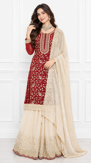 Chikankari Jaalwork Stonework Fendi Suit
