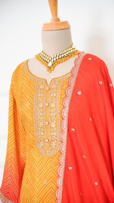 Sequin and Zari Embroidered Ombre Kurta Suit