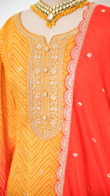 Sequin and Zari Embroidered Ombre Kurta Suit