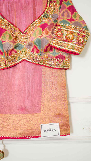 Contrast Border Kanjivaram Saree with Embroidered Blouse
