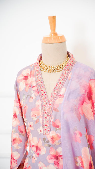 Floral V Neck Kurta Suit