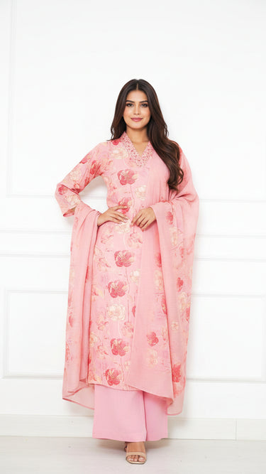 Floral V Neck Kurta Suit