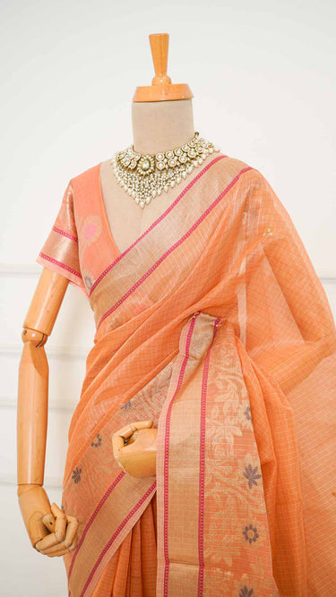 Cotton Bandhej Butti Handwork Saree