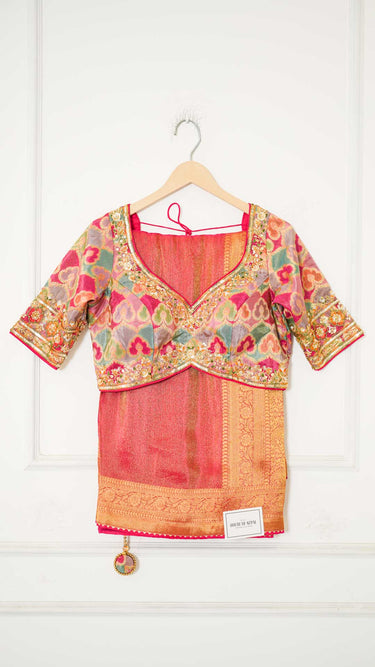 Contrast Border Kanjivaram Saree with Embroidered Blouse