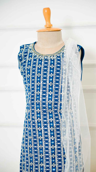 Navy Blue Kurti with Contrast Pants