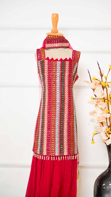 Maroon Multithread Patiala Kurti Suit