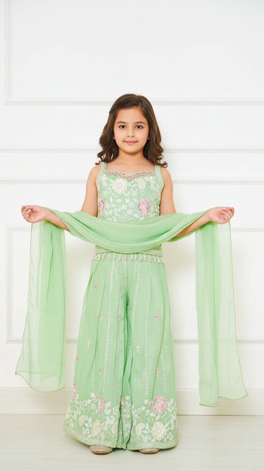 Floral Threadwork Kids Indo Western Suit