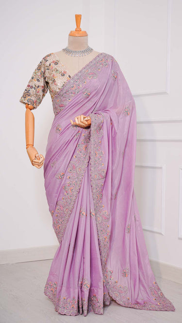Zariglow Shiny Crepe Saree
