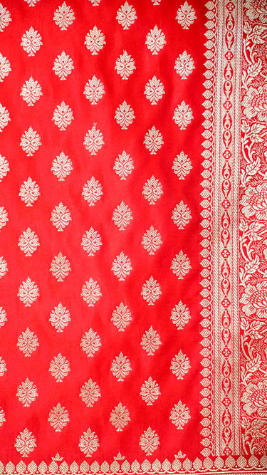 Red Silk Butti Saree with Stone