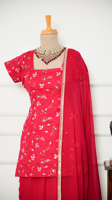 Vichitra Silk Rainbow Sequin 90s Kurti Suit