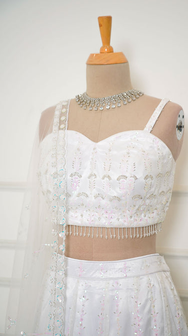 White Handwork Corset Mermaid Lehenga