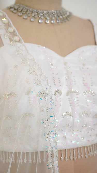 White Handwork Corset Mermaid Lehenga