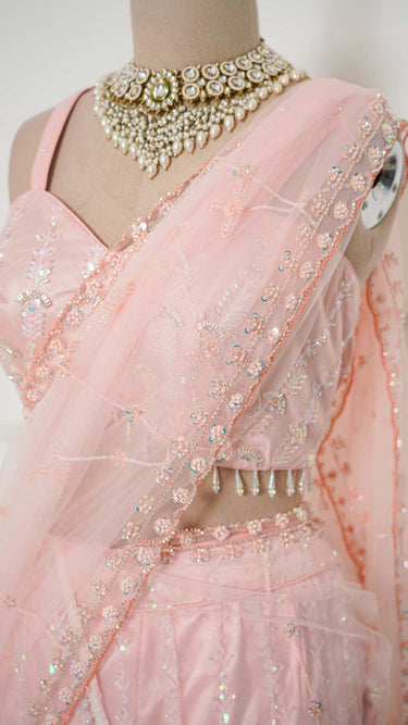 Baby Pink Handwork Corset Mermaid Lehenga