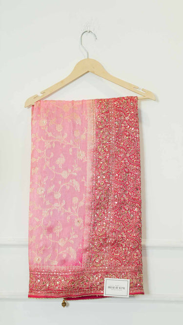 Handwork Dola Silk Contrast Saree Meera